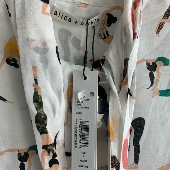 ALICE+OLIVIA  Yoga Stace Jeannie Bow-Collar Button-Down Blouse - Picture 8 of 11